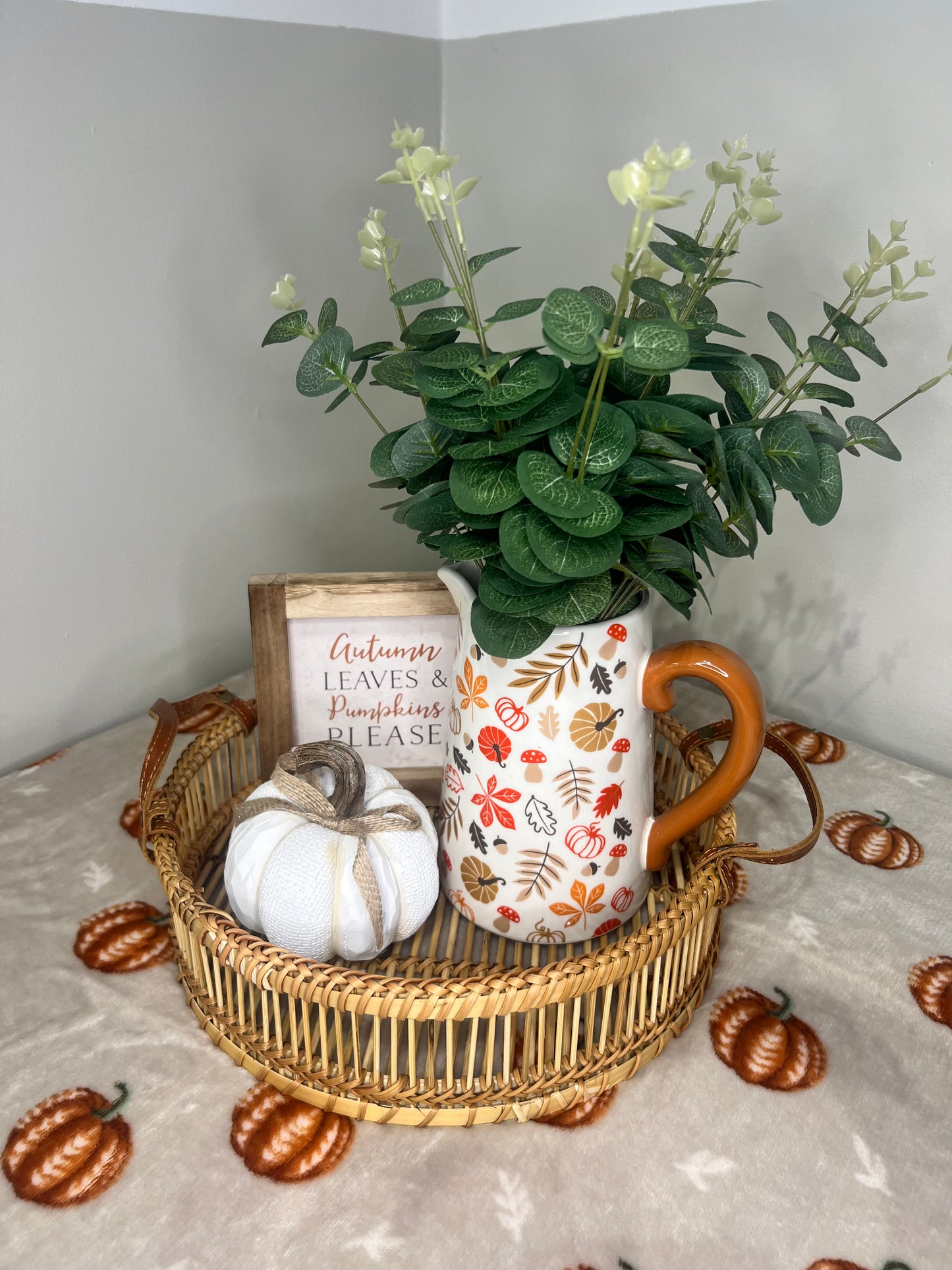 Autumn Leaves & Pumpkin Jug