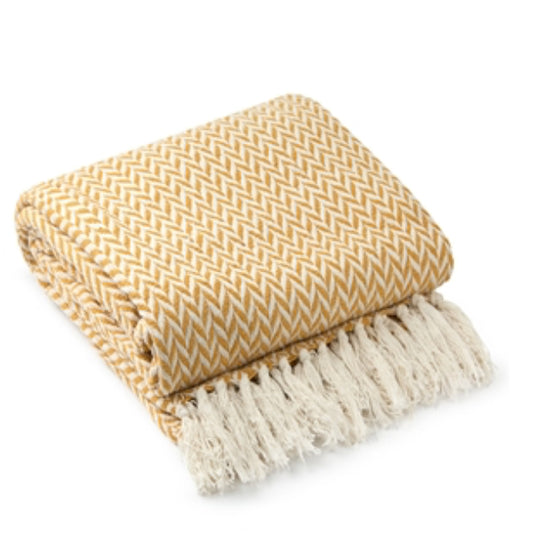 Cotton Throw / Picnic Blanket Ochre