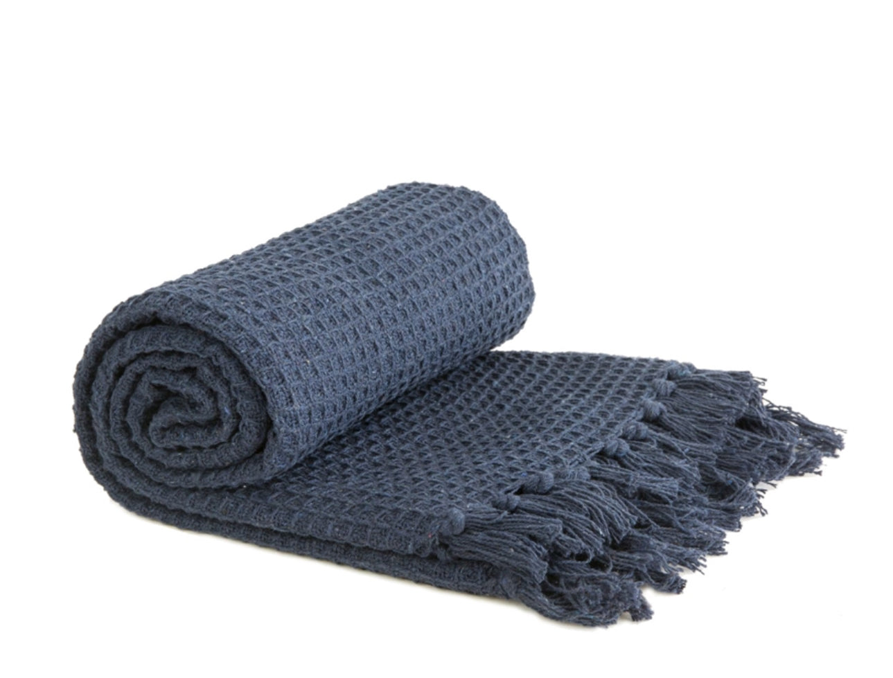 Cotton Honeycomb Throw / Picnic Blanket Navy