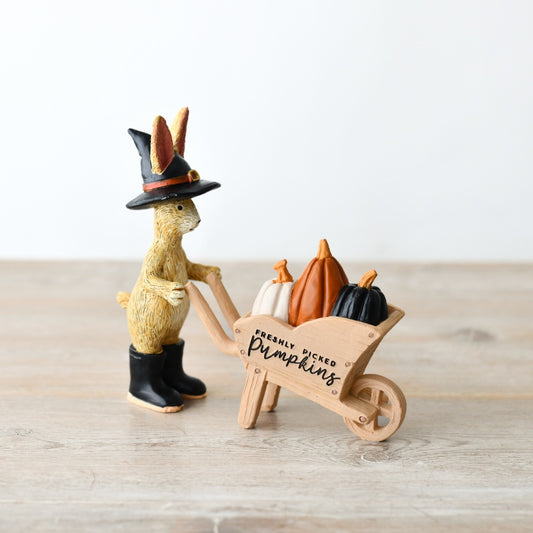 Wizard Rabbit With Wheelbarrow Ornament