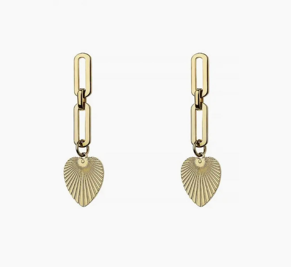 Link Drop Heart Earrings