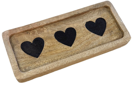 Wooden Tray With Heart Design