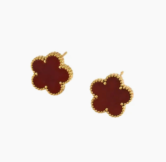 Burgundy Clover Earrings