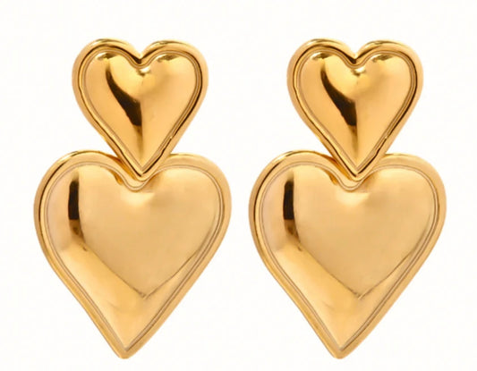 Double Heart Stud Earrings