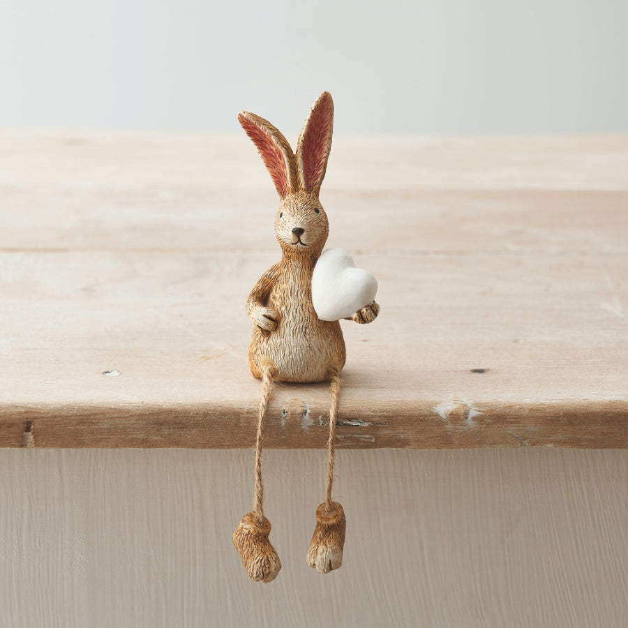 Shelf Sitting Rabbit With White Heart