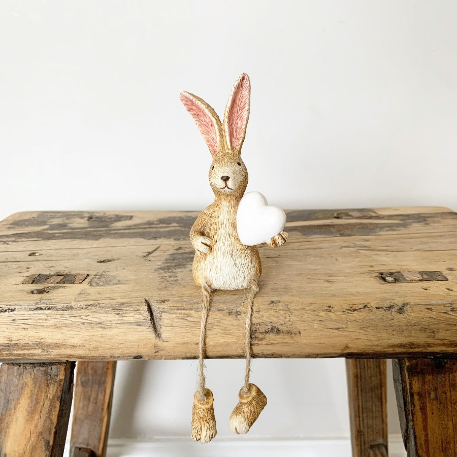 Shelf Sitting Rabbit With White Heart