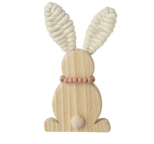 Wooden Bunny With Beaded Necklace