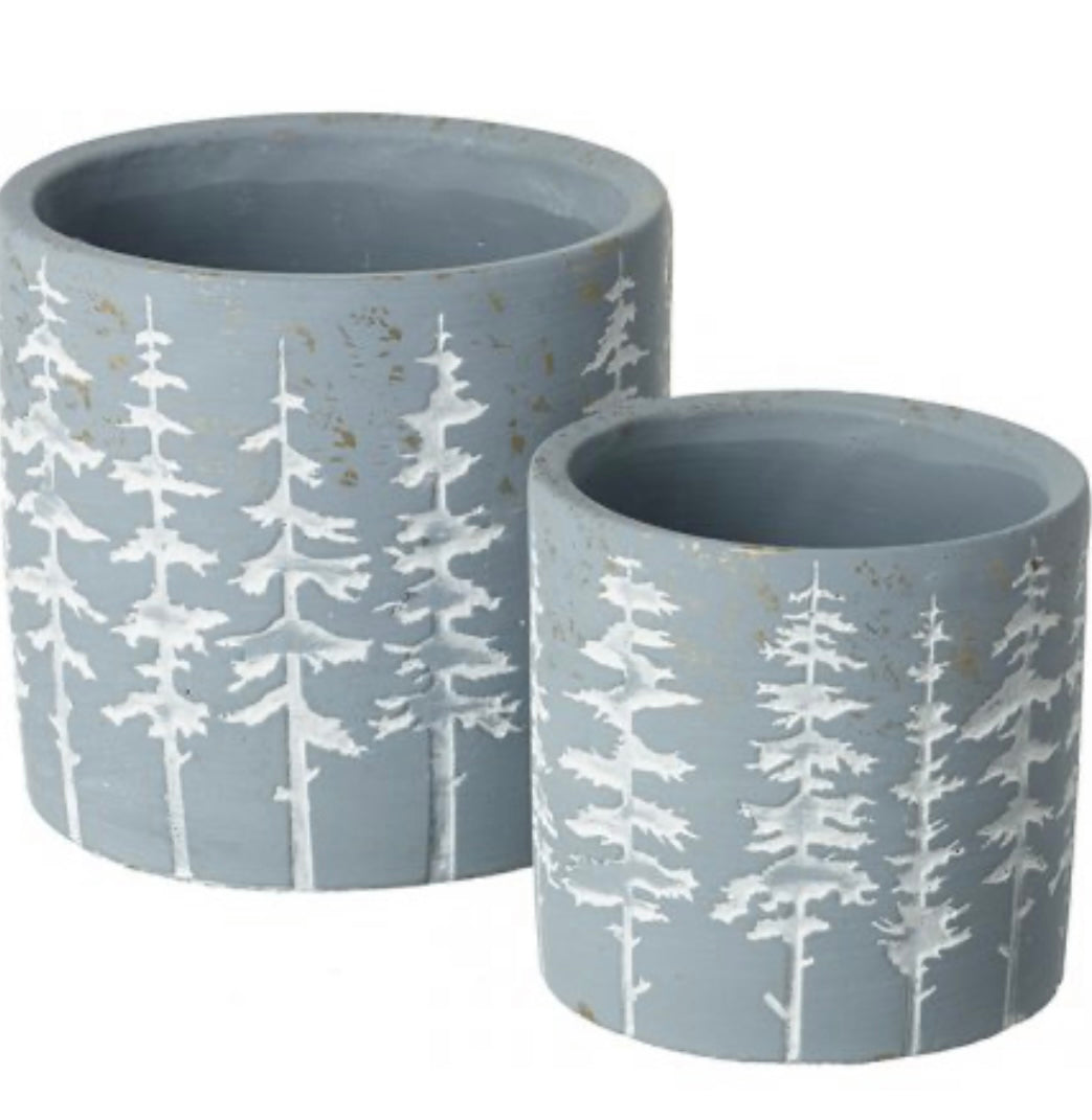 Rustic Christmas Grey Pot