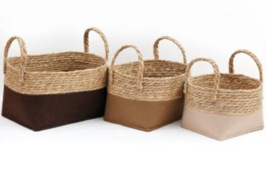 Rattan/Felt Storage Basket