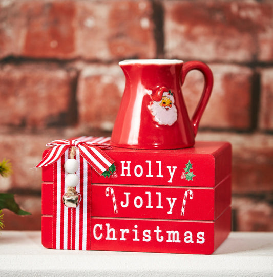 Festive Wooden Book Stack