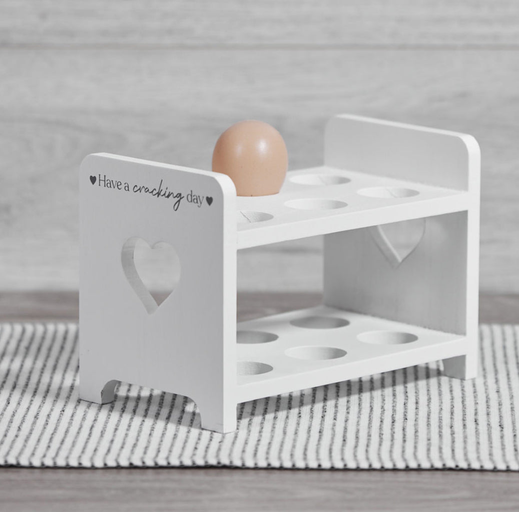 White Wooden Egg Rack