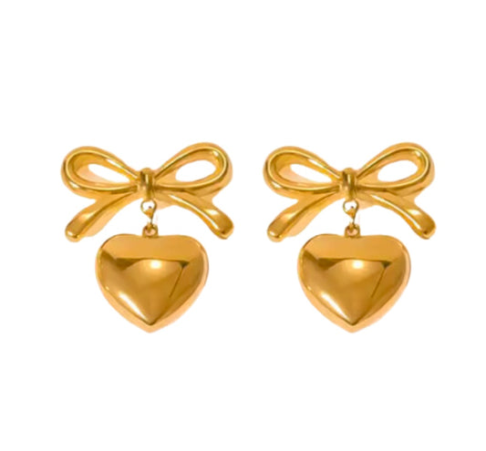 Bow Heart Earring Set