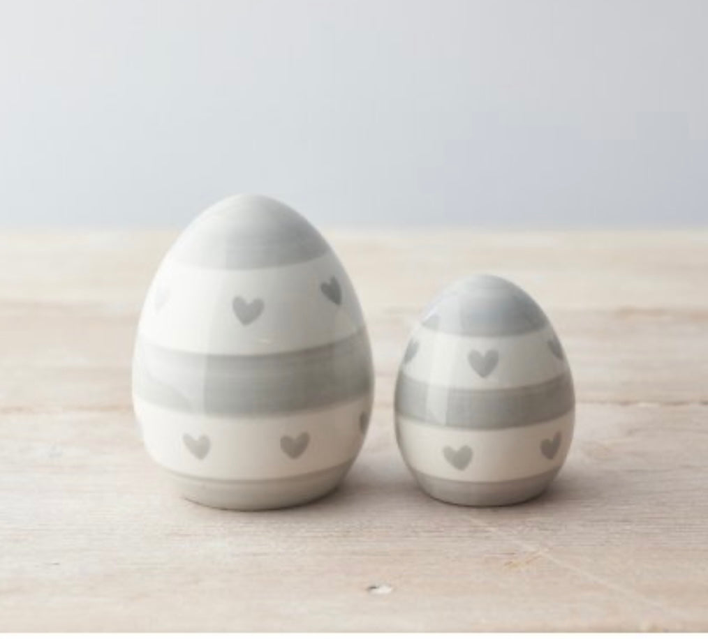 Grey Heart Ceramic Eggs