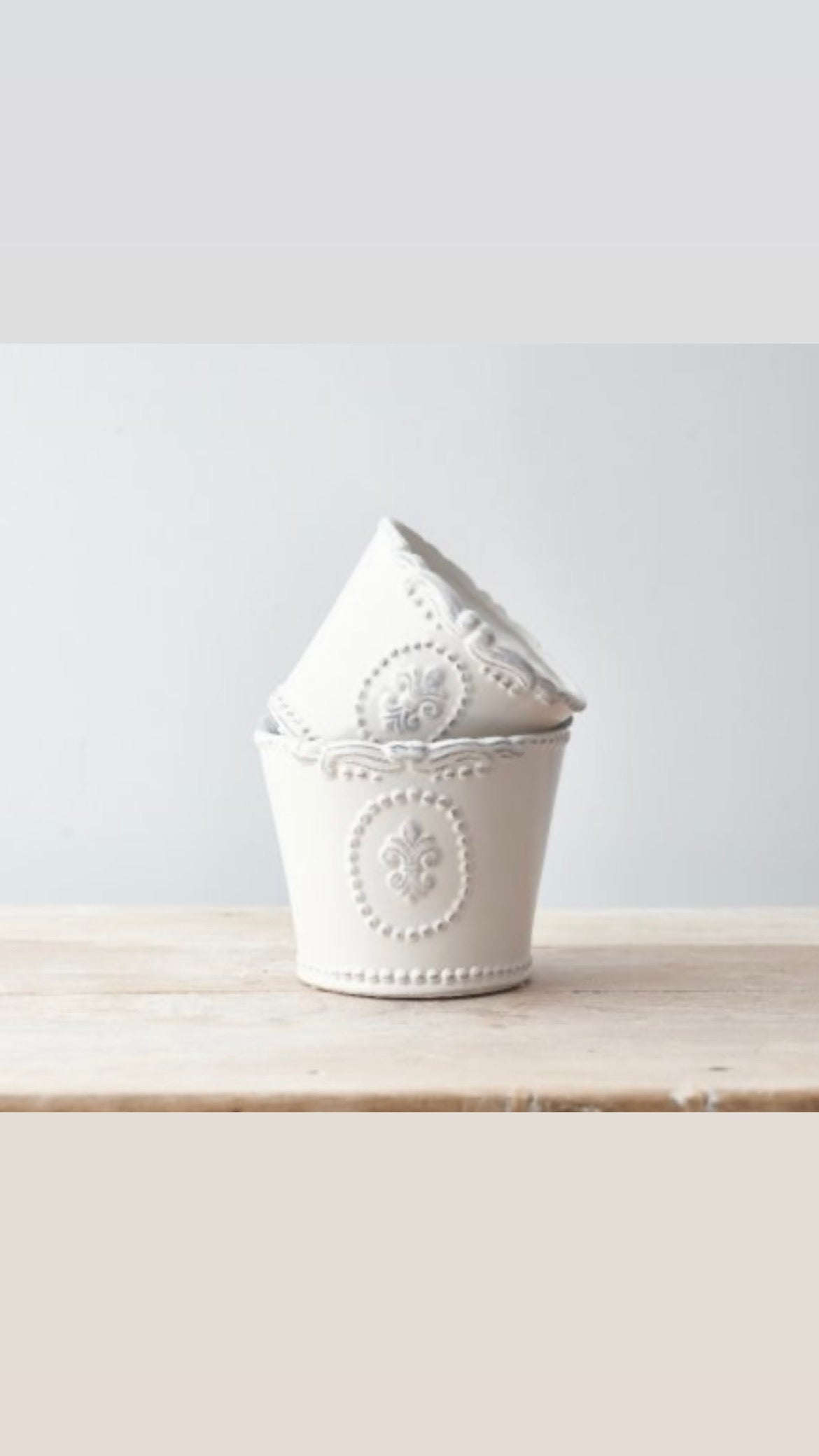 White Fleur De Lis Pot