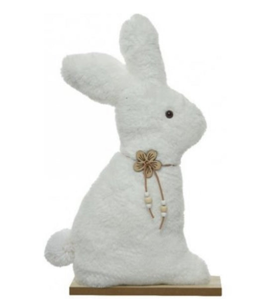 White Fluffy Bunny with Flower Necklace